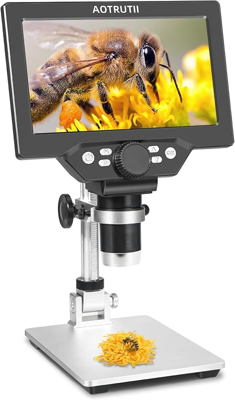 7" LCD Digital Microscope 1200X Magnification, 1080P Coin Microscope with Metal Stand | 8 LED Lights & Ultra-Precise Focus | Coin, Stamp, Windows/Mac Compatible