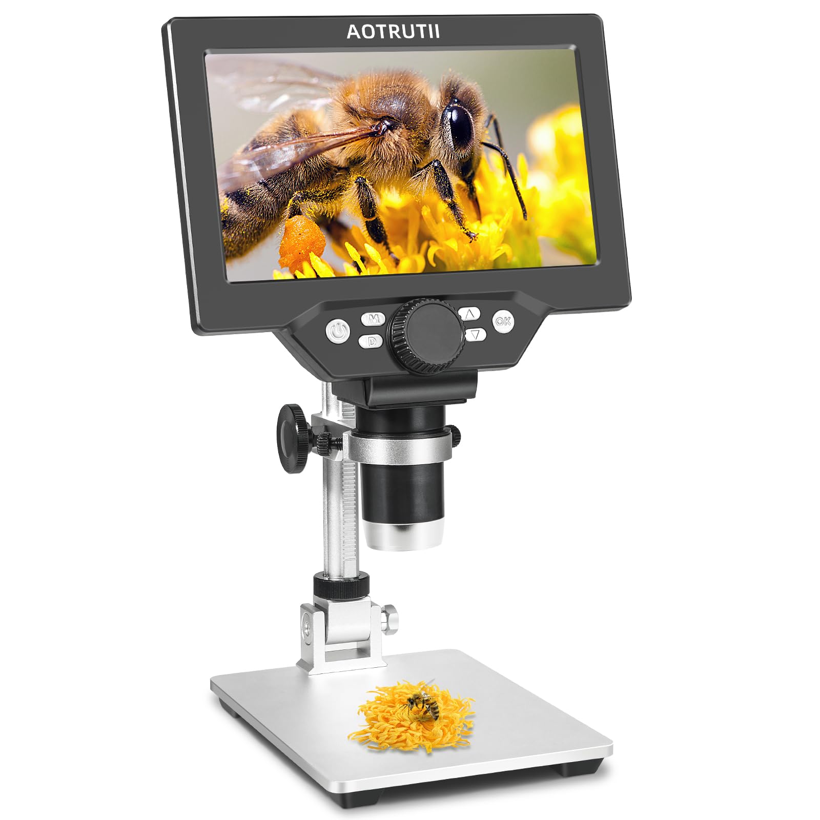 Microscopio digital LCD de 7 pulgadas, aumento de 1200X, cámara de video HD 12MP 1080P con soporte de metal, 8 luces LED, ventanas compatibles para inspección de monedas, placas de circuito