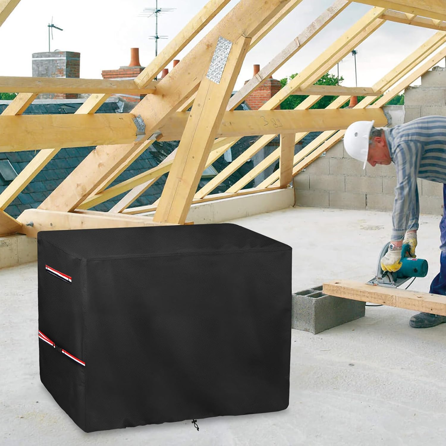 Air Compressor Cover, Heavy Duty Waterproof Dust Compressor Cover, Suitable for Portable Air Compressors and Other Handcart Type Air Compressors of the Same Size