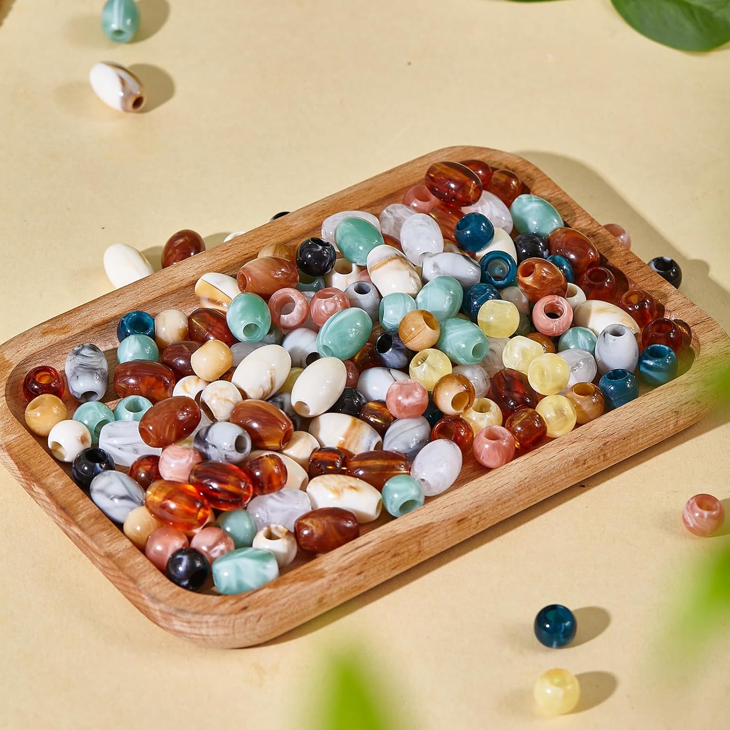 240Pcs Acrylic Barrel Beads 17mm*13mm +Round Beads 12mm Macrame Crafts Large Hole - Image 5