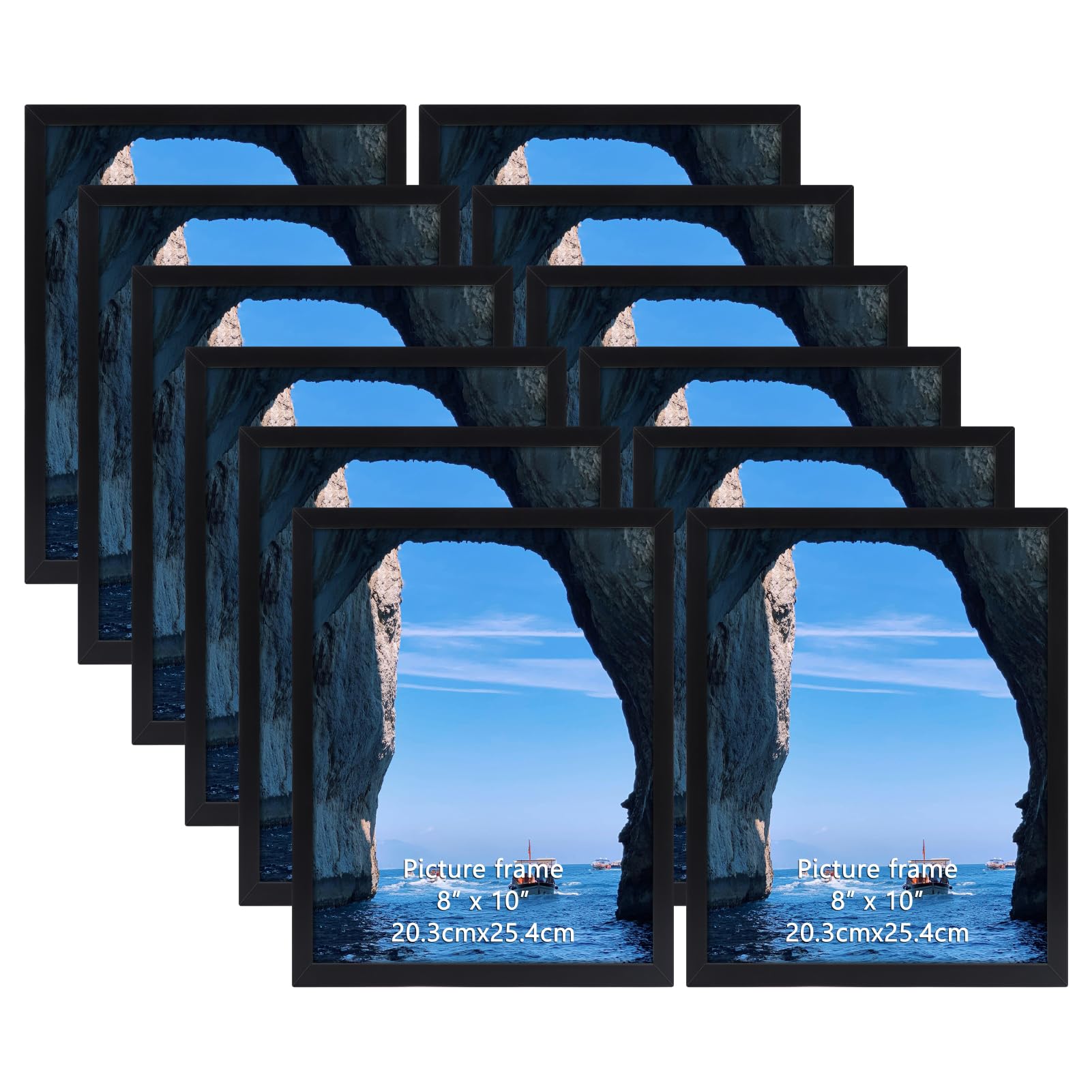 Cadres photo noirs 20,3 x 25,4 cm lot de 12 encadrements muraux pour décoration intérieure