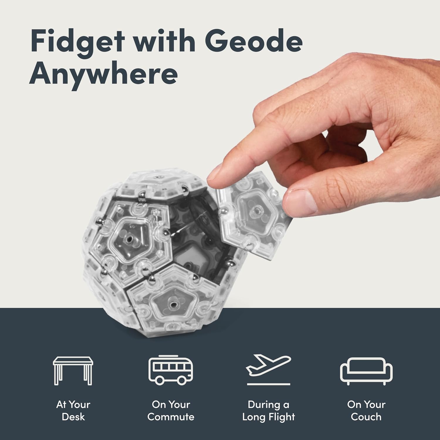 Speks Geode Magnetic Fidget Toy | Sensory Desk Toy for Adults & Teens 14+ | Stress Relief Gift | Sphere, Slate