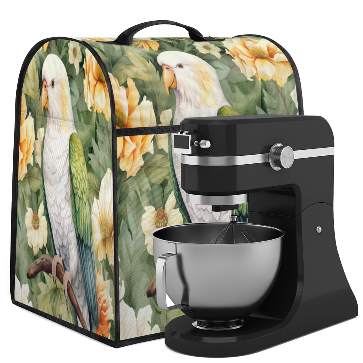 Coffee Maker Cover Flower Parrot Kitchen Appliance Covers Small Appliance Covers Blender Cover Juicer Cover Dust Covers for Kitchen Appliances with Top Handle and Pockets,Washable,C280
