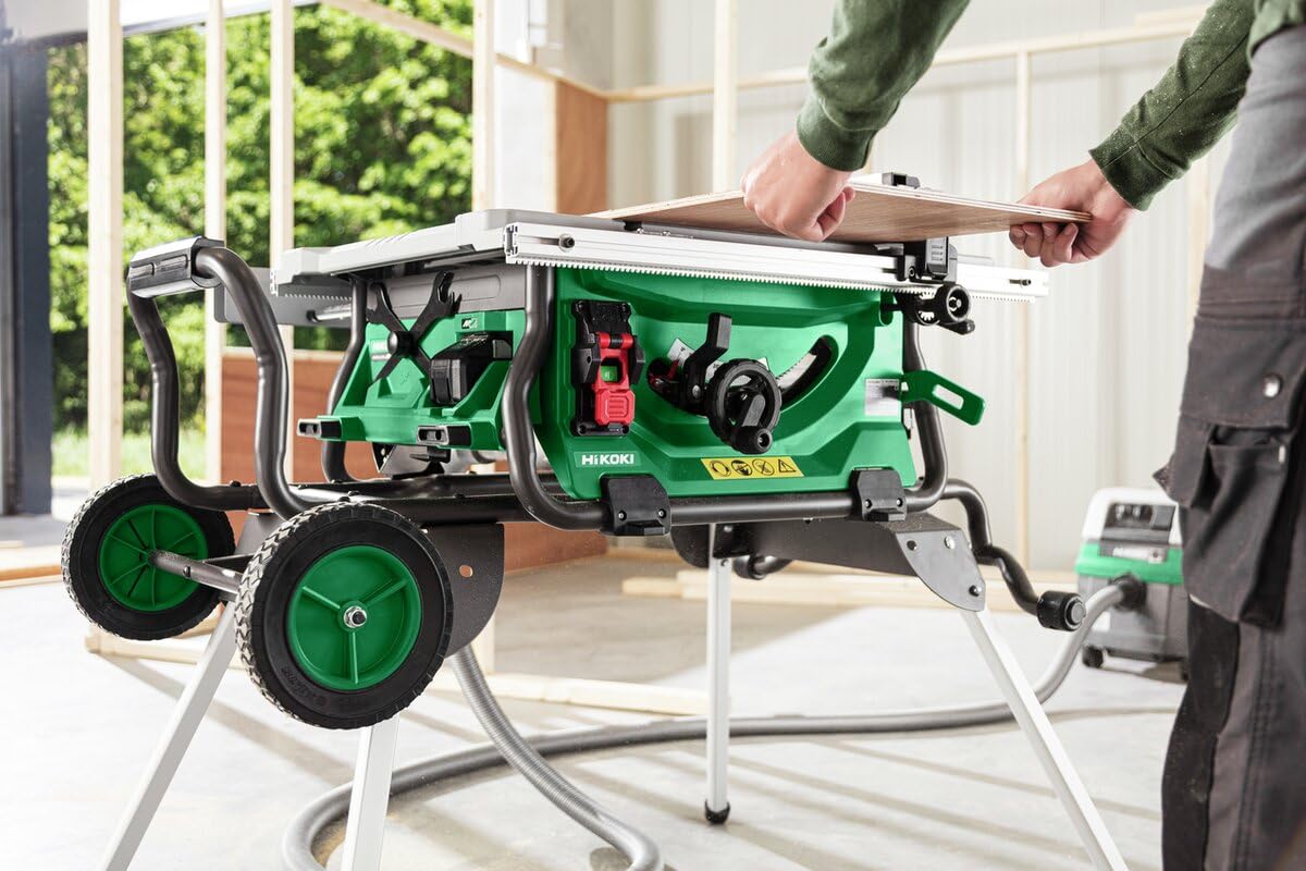 HiKOKI Sierra de Mesa a Batería - 36V, Ø254mm, Profundidad de Corte 79mm - Arranque Suave, Freno Eléctrico, Protección contra Sobrecargas, Cambio sin Herramientas, Compacta y Robusta - Mesa Extensible | Corte de 79mm, arranque suave, freno eléctrico, mesa