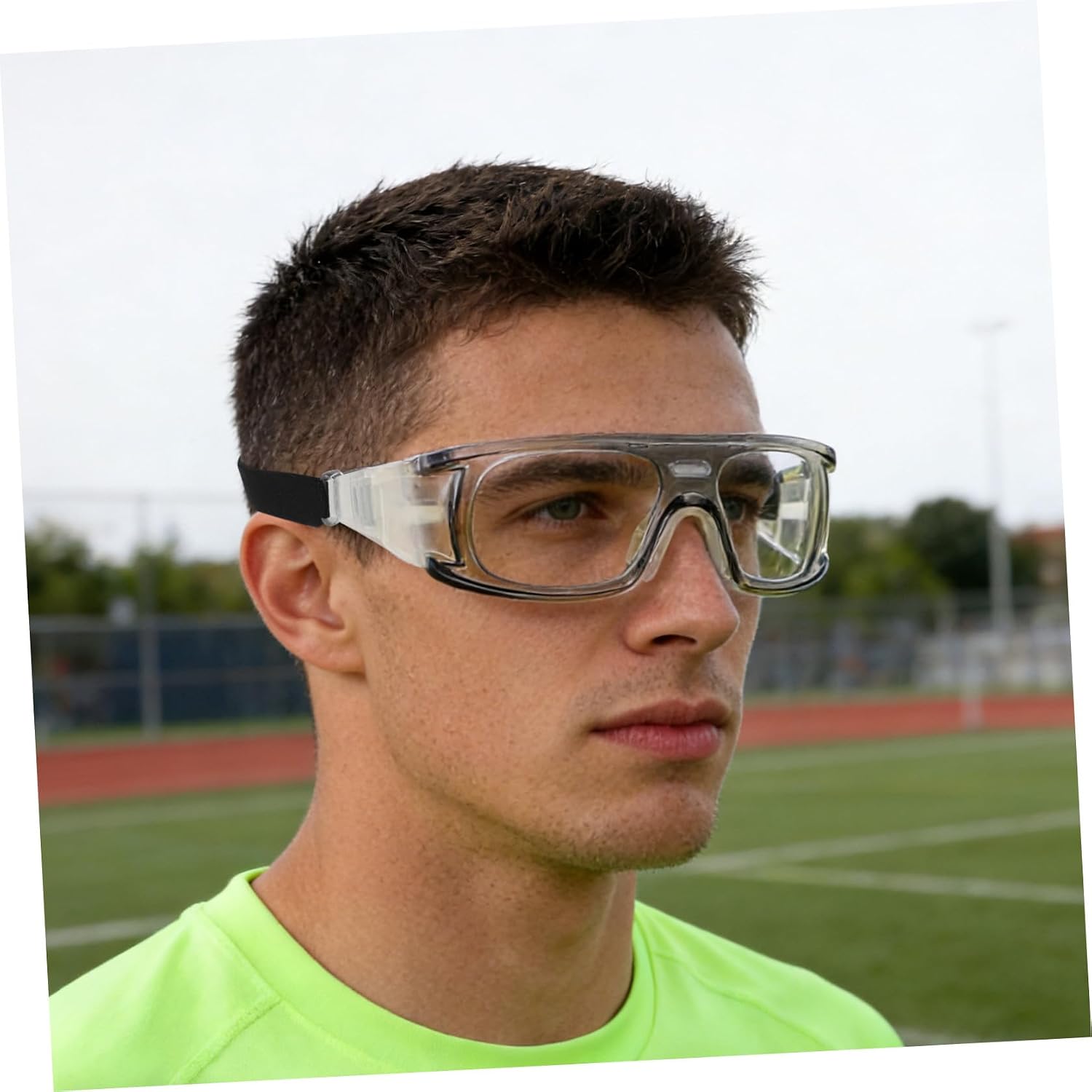 Sports Protective Goggles for Soccer Basketball, Light Grey Outdoor Sports Eyewear with Adjustable Strap, Impact-resistant Training Goggles for Men Women Youth