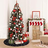 Vista 5 de FUHSY Falda Negra para Árbol de Navidad de 46 Pulgadas, Falda de Árbol de Terciopelo con Lentejuelas, Elegante Alfombrilla para Árbol con Negro