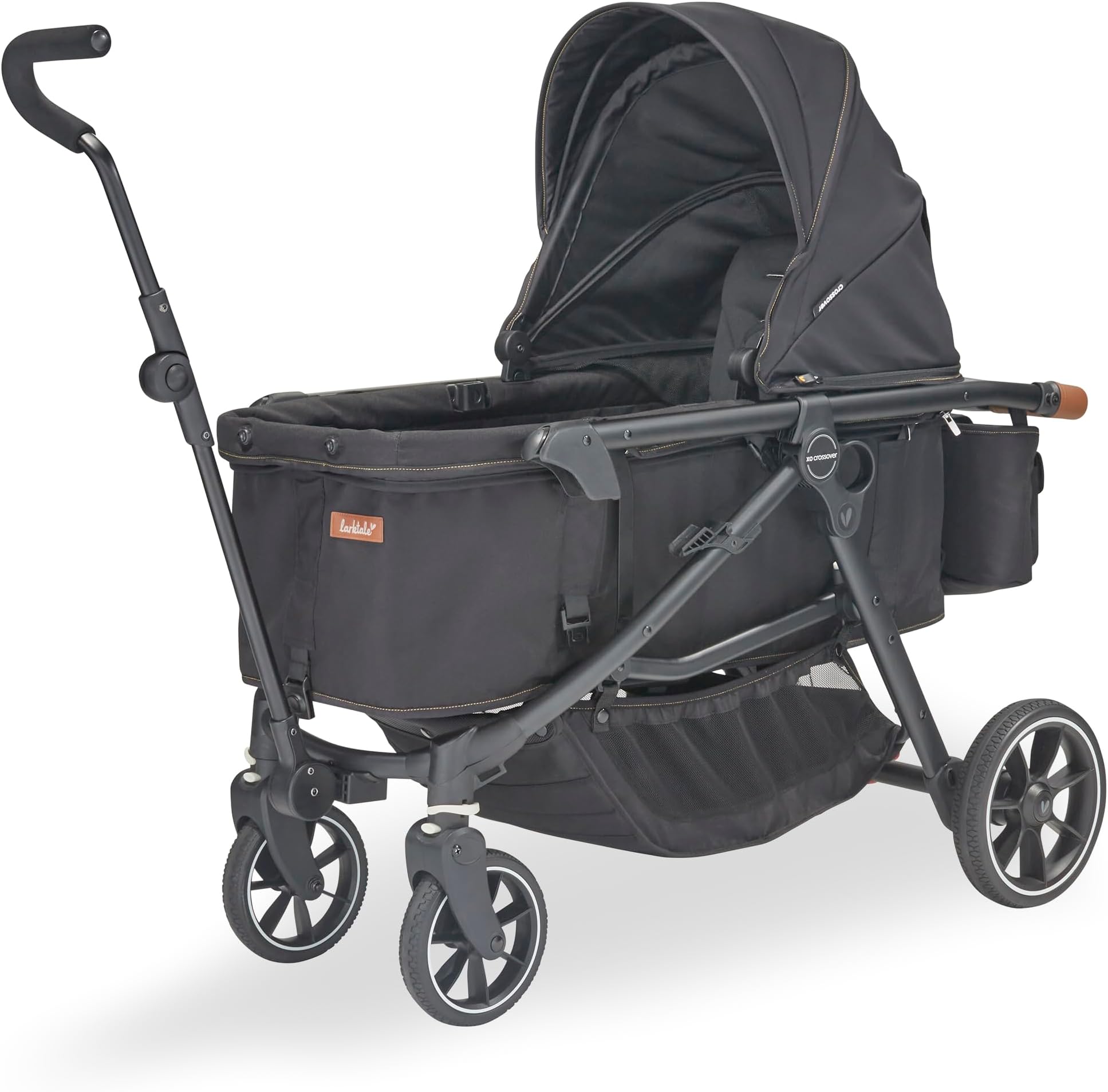 Crossover All-in-One Stroller and Wagon - Convert from a Single Baby Stroller to a Two Seater Pull Wagon with Canopy - Byron Black