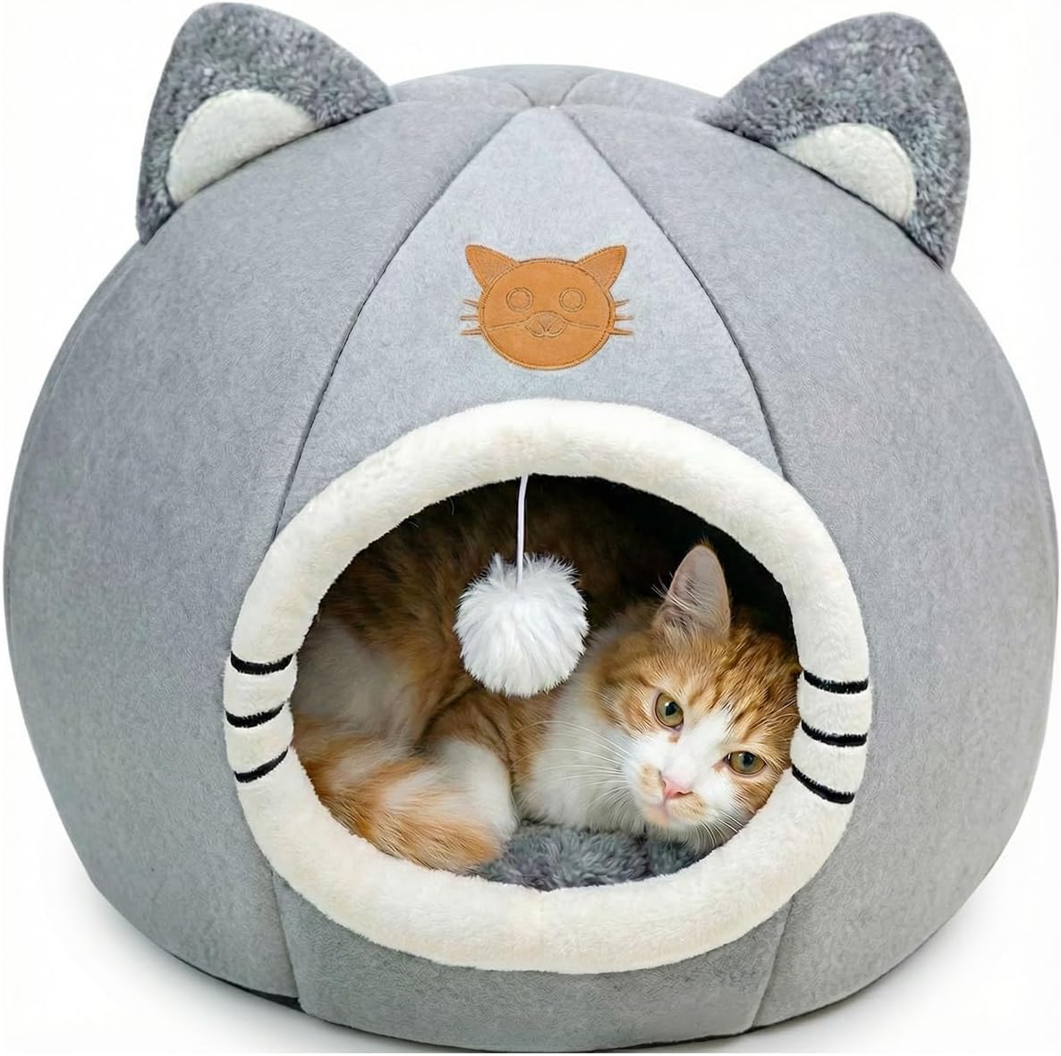 Small Cat Cave Bed, Warm Pet Bed for Indoor Cats, Foldable Comfortable Pet Tent Cave for Cats, Kitten Bed Cat Tent Cat Bed House with Removable Washable Cushion