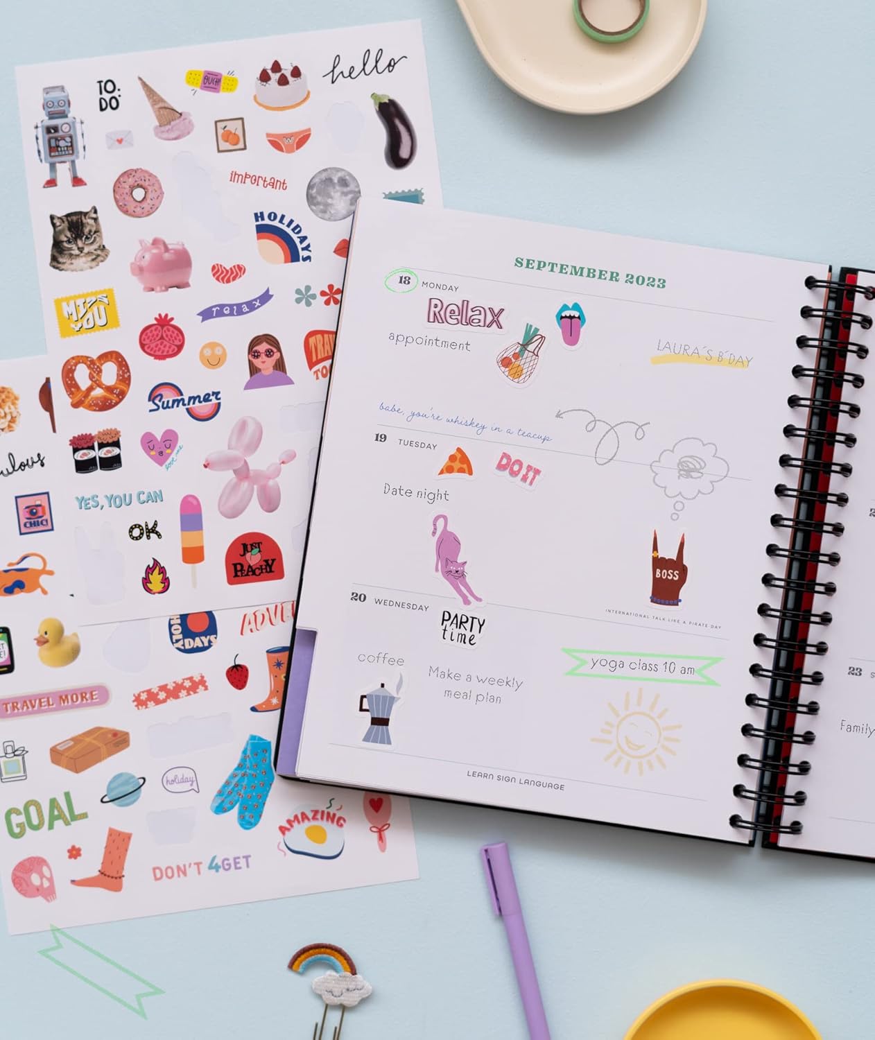 Kokonote Wink & Wonder Diary 2023 | Big Size 8.3 x 9.8 inch - 21 x 25 cm | Academic Diary Week To View | With Stickers |Cute Stationery | 2023 Diary