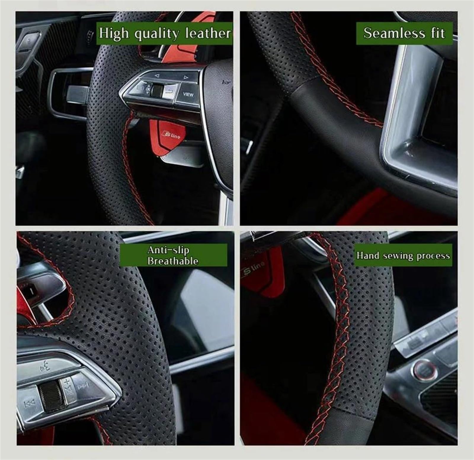 Für Seat, Für Leon 5F Mk3, Für Ibiza 6J,für Tarraco, Für Arona Handgenähter Schwarzer Lenkradbezug Aus Wildleder Fürs Auto Teile(Yellow)