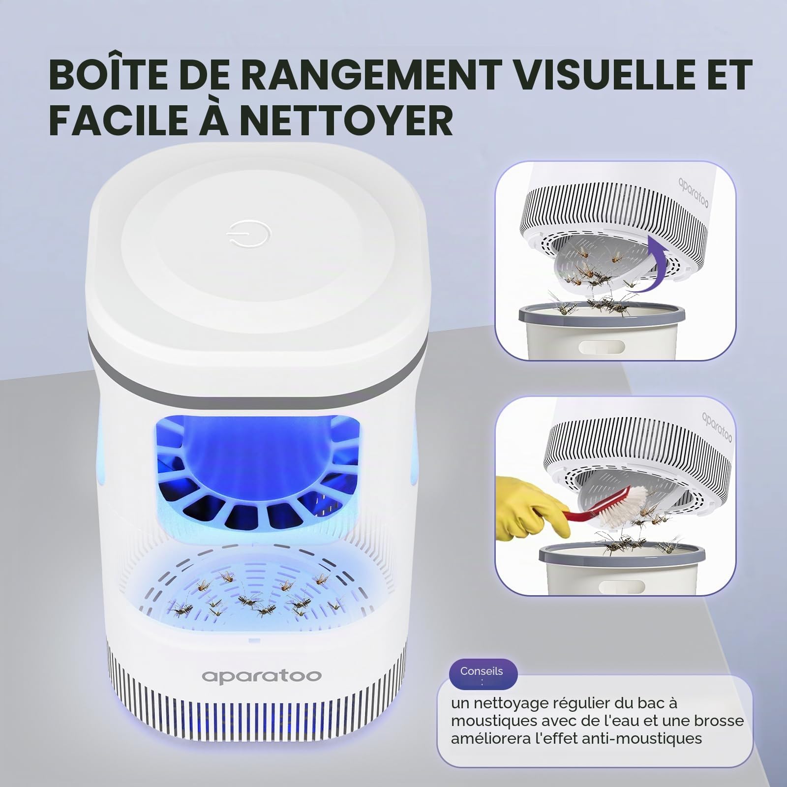 Anti Moustique, Electric Anti Mouche Powerful UV Moustiques Zapper, USB Charge Lampe Anti Moustique Interieur,180°Lumière Tueuse de Moustiques pour Indoor, Outdoor, Bedroom, Kitchen, Office