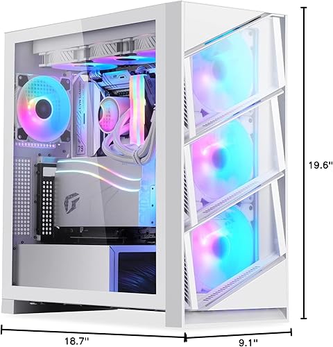 Miniatura 10 de Segotep T3 - Funda blanca para PC para juegos ATX de media torre, compatible con radiadores superiores y laterales de 14.173 in, panel frontal de