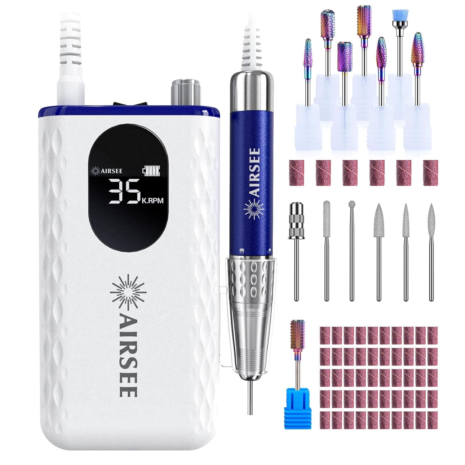 AIRSEE 35000 RPM Electric Rechargeable Nail Drill Machine