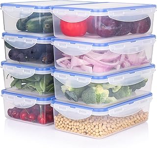 Tauno 8 Pack Plastic Food Containers with Airtight Lids, Food Prep Container for Kitchen and Pantry Organization, BPA Free...