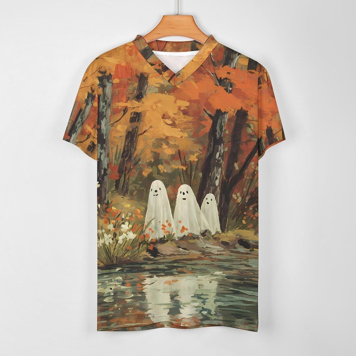 Vintage Halloween Ghosts Autumn Personalized Soccer Jersey Mens T-Shirts Sports Tops