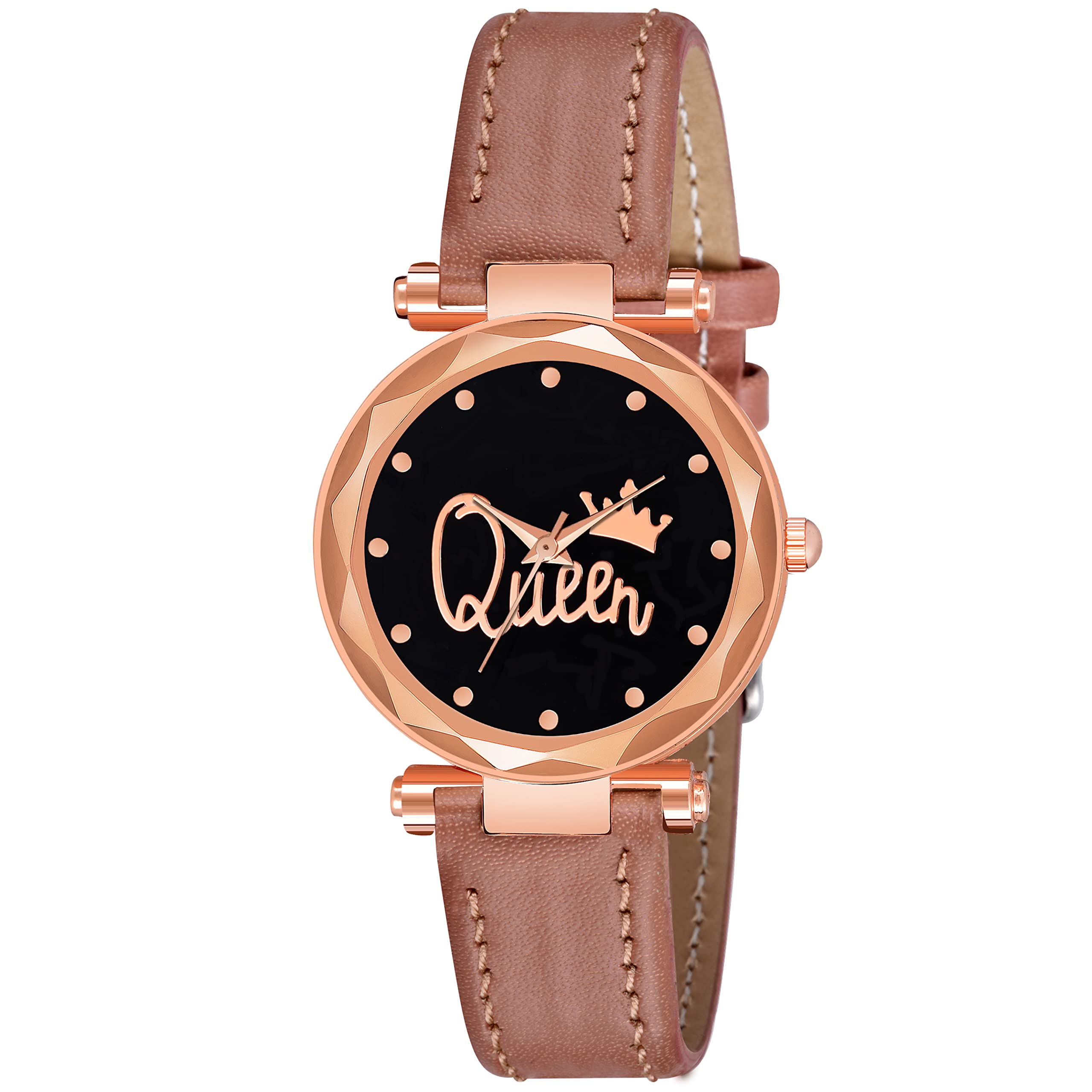 KIARVI GALLERY Analogue Queen Dial Leather Belt Womens and Girls Watch (Peach) (B0B46QKZWR) Amazon Price History, Amazon Price Tracker