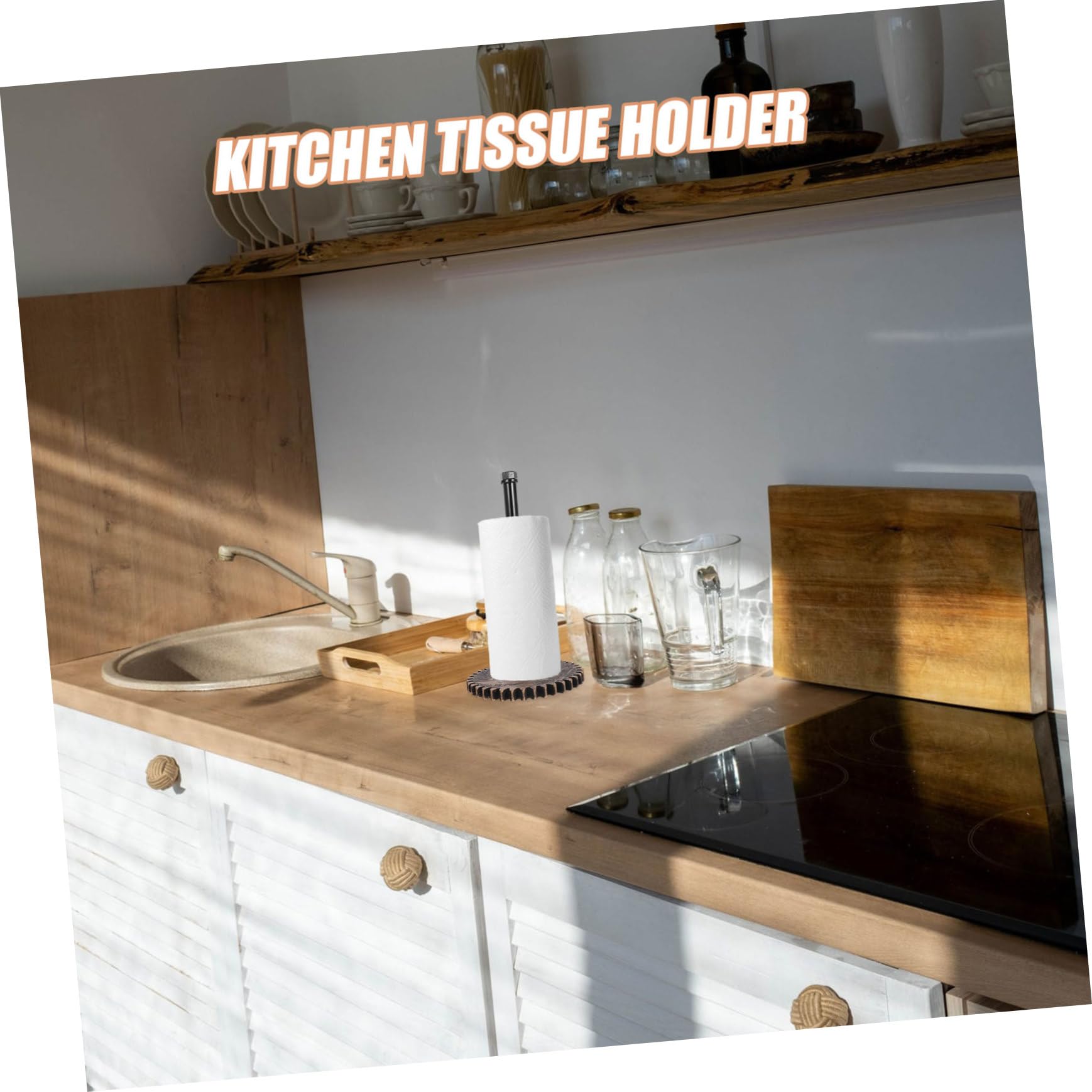 Portarotoli da Cucina a Tubo Nero in Ferro e Legno Design Industriale | Supporto Multifunzione, per Carta e Pellicola, Installazione Semplice, Adatto a Cucine Domestiche