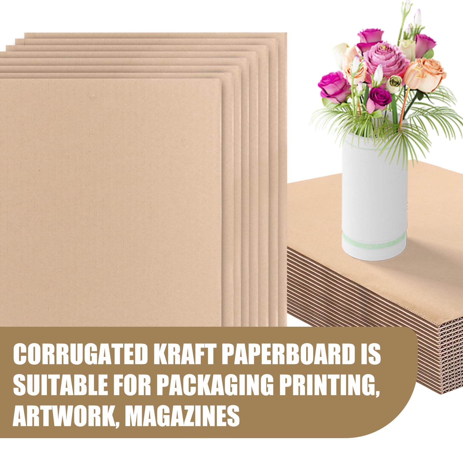AKOLAFE 40 Pièces Carton Ondulé Kraft A3 42 x 30 cm, Feuilles Carton 4 mm Trois Couches pour Emballage