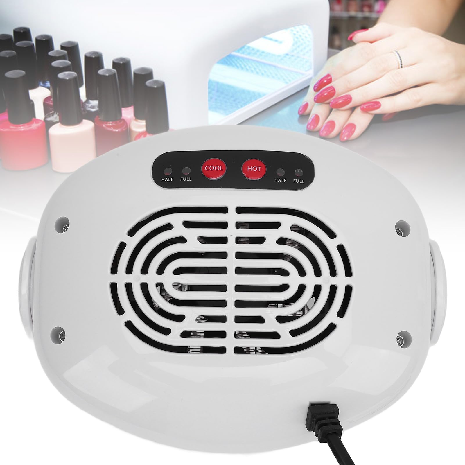 Luft-Nagellacktrockner, Nageltrockner, Warm- und Kühlmodus, Automatischer Start, Stopp, Vorwärts- und Rückwärtsdrehung, Nageltrocknungsventilator (220V EU-Stecker)