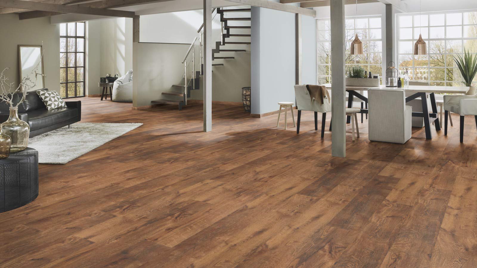 Laminatboden TRECOR® Classic 7 mm Stark, Klicksystem, NK AC3/31 - Garantie 15 Jahre - Format: 1285 x 190 mm - Fußbodenheizung geeignet - Sie kaufen 1 m² (Laminatboden | 1 m², Trend Oak Dark)