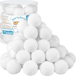 URATOT 40 Pack Snow Toy Balls for Kids Indoor, Plush Snow Fake Balls Soft Artificial Snow Fight Balls Set with Boxes for Winter Interactive Throwing Games