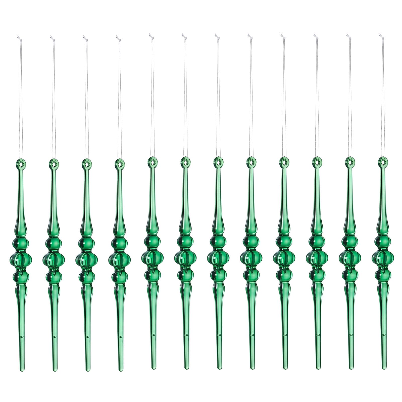 Icicle Ornaments for Christmas Tree Decor, 12 Piece Long Ornament Set for Wreaths, Garlands, and Mantels Icicle Ornament Set Acrylic Tree Decor Prestrung Branch Accents Wreath Ornaments Garland Winter