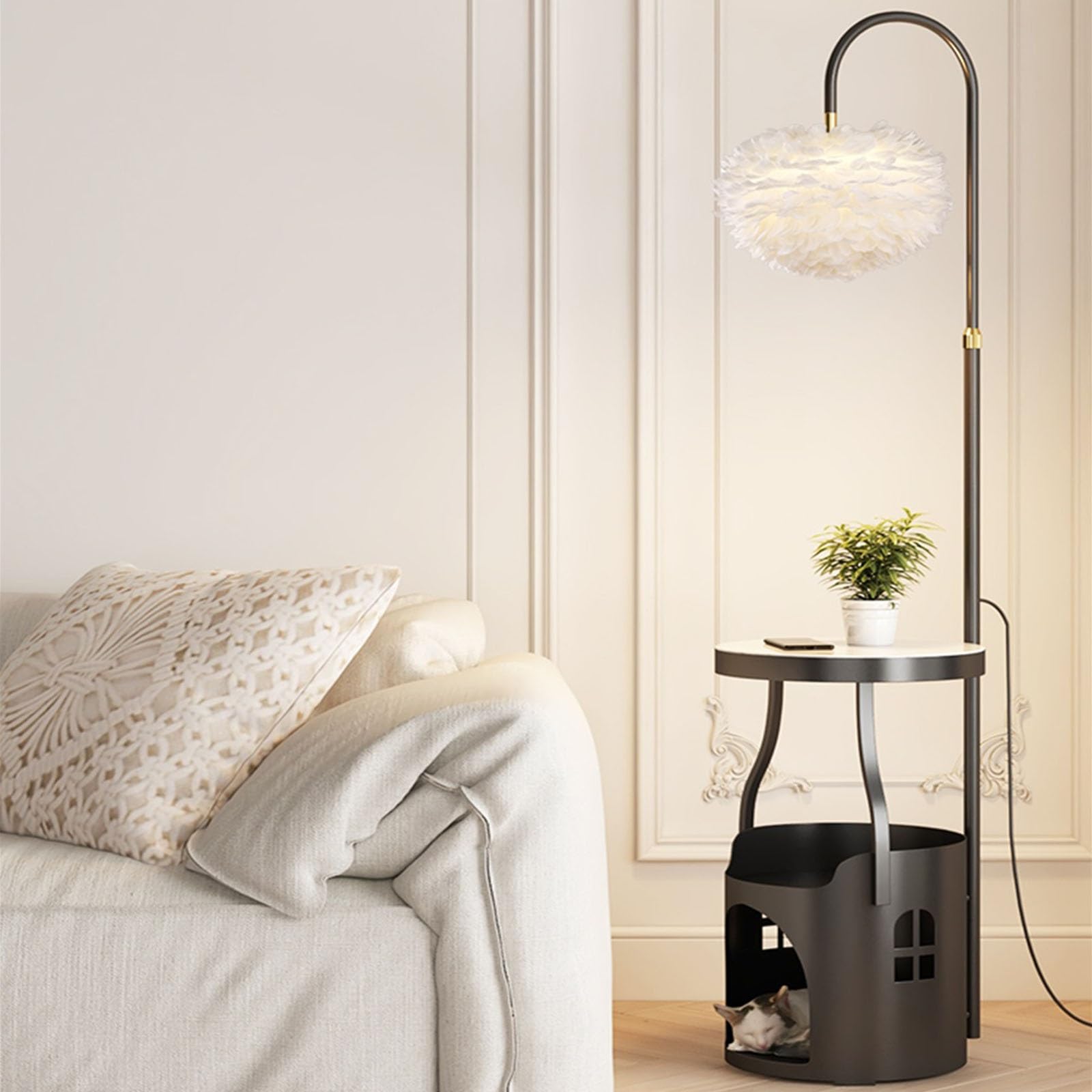 Luminaires Tischleuchte, Beistelltisch, für Schlafzimmer, Wohnzimmer, Büro (schwarz)