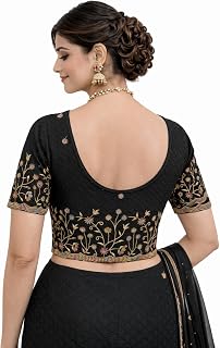 The Wow Factor Women’s Embroidered Blouse | Deep Back Neck Designer Saree Blouse | Floral Thread Work | Festive Price In India