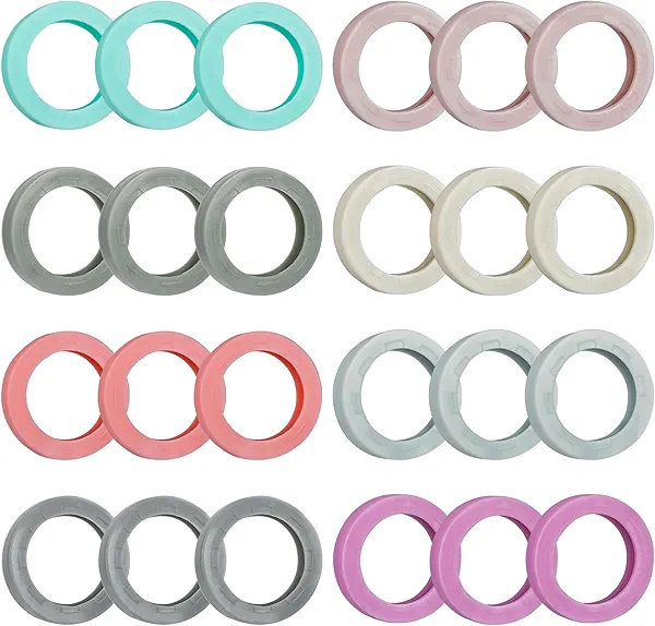 Uniclife 24 Pcs Key Caps, 0.9" Round Key Covers Caps, Soft Stretchy Key Identifiers for Small Regular House Keys (Not Suitable for Square or Odd-Shaped Keys), 8 Colors