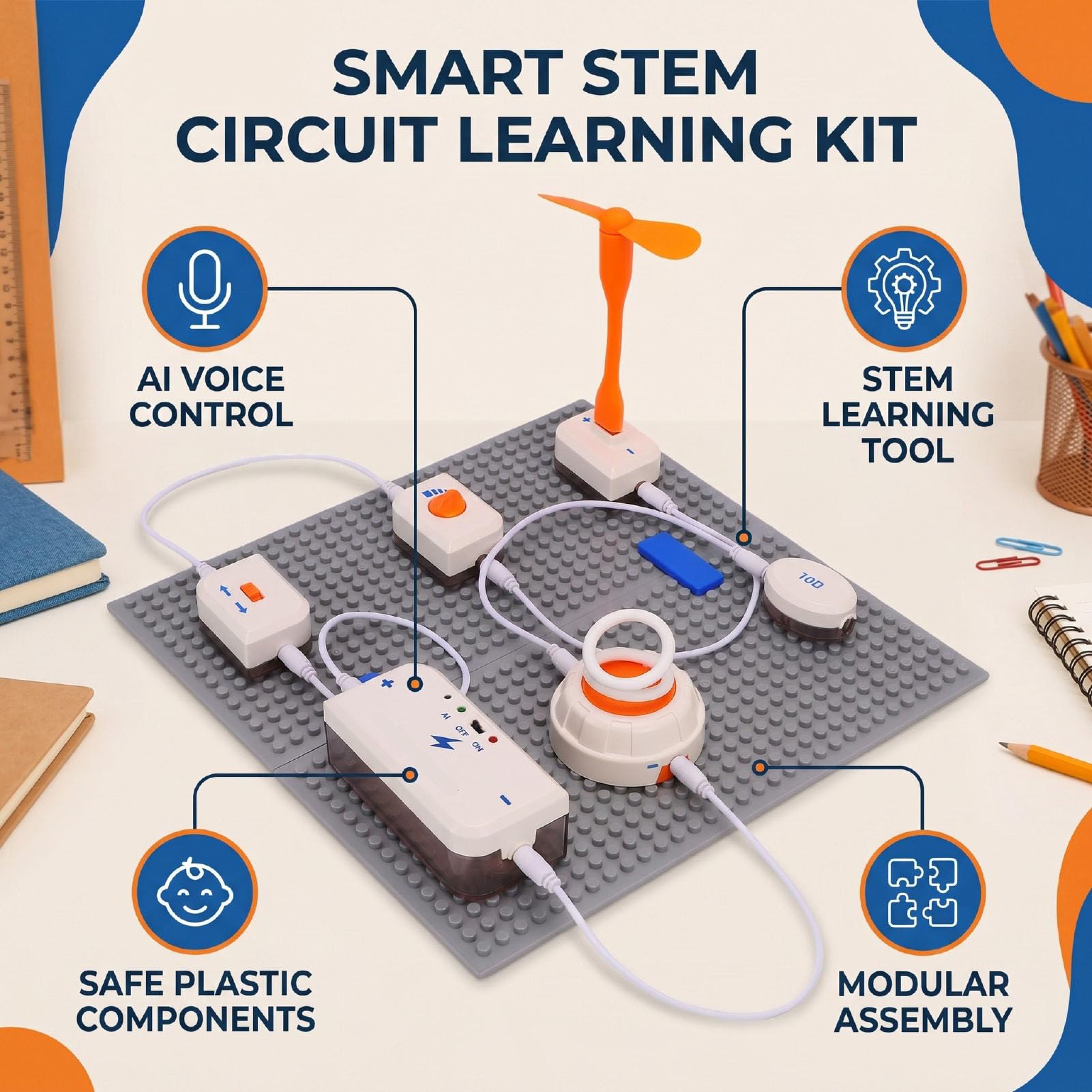 Generic Kits de Exploración de Circuitos Actividad Stem para Niños AI Reconocimiento de Voz Física Bloques de Construcción Plástico Seguro 2 Unidades