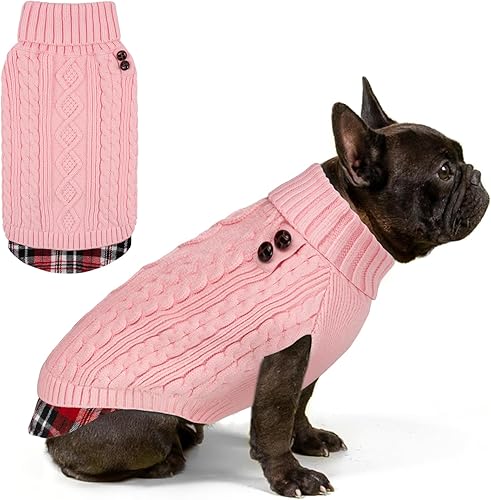 Miniatura 19 de KYEESE Suéter suave para perros pequeños, hembras, abrigado, de cuello alto, ropa elástica de punto para gatos, abrigo cómodo para mascotas