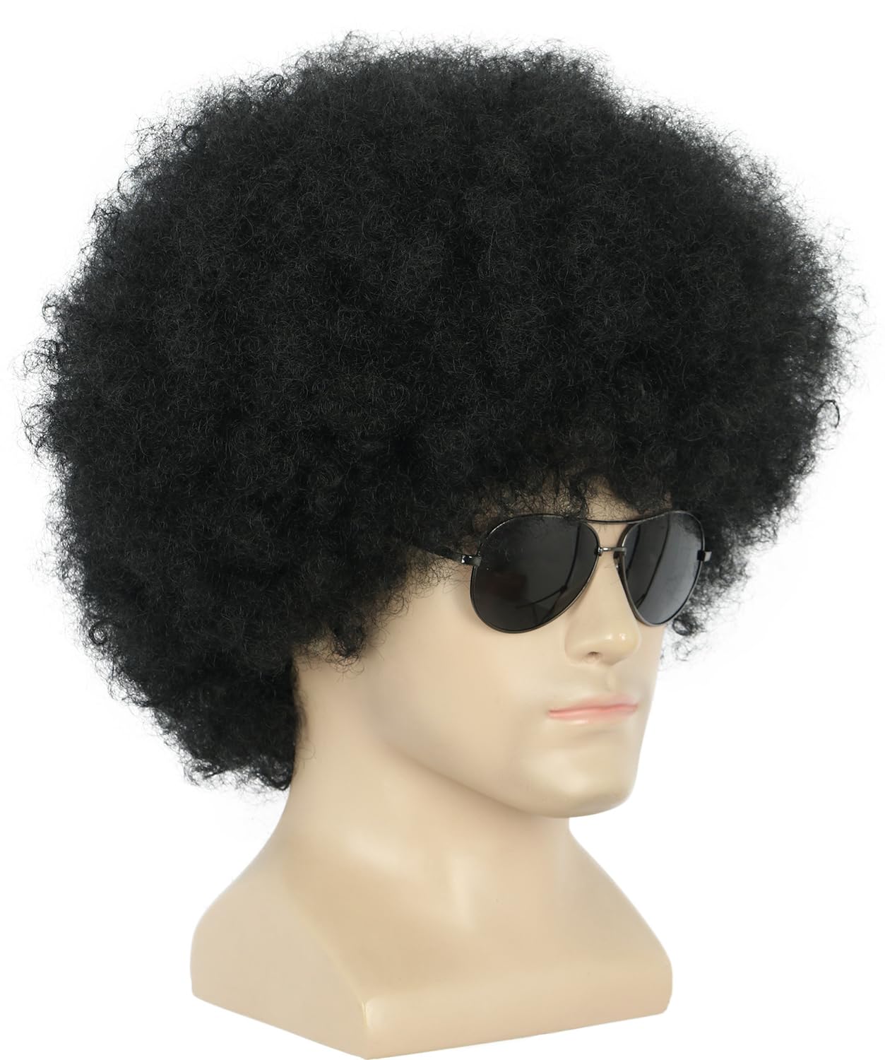 Yuehong Short Black Fluffy Jumbo Afro Wig 70s 80s Disco Party Costume Hair Heat Resistant Synthetic Fibers Soft Durable Wig for Unisex - Image 3