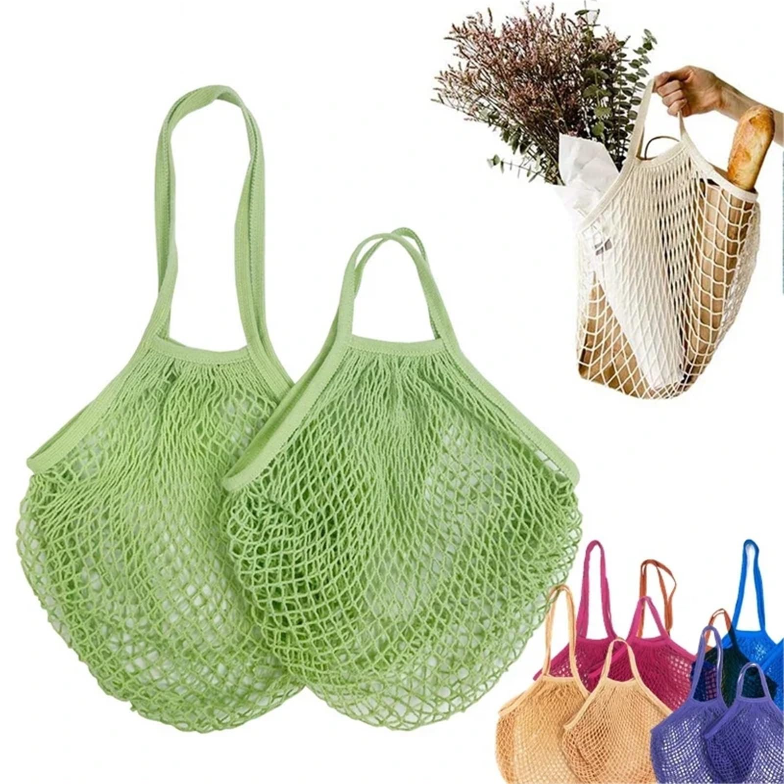 20 bolsas de compras reutilizables de algodón para almacenamiento de frutas y verduras, bolsa de malla plegable para bolsa lavable, portátil, bolsa de verduras respetuosa con el medio ambiente