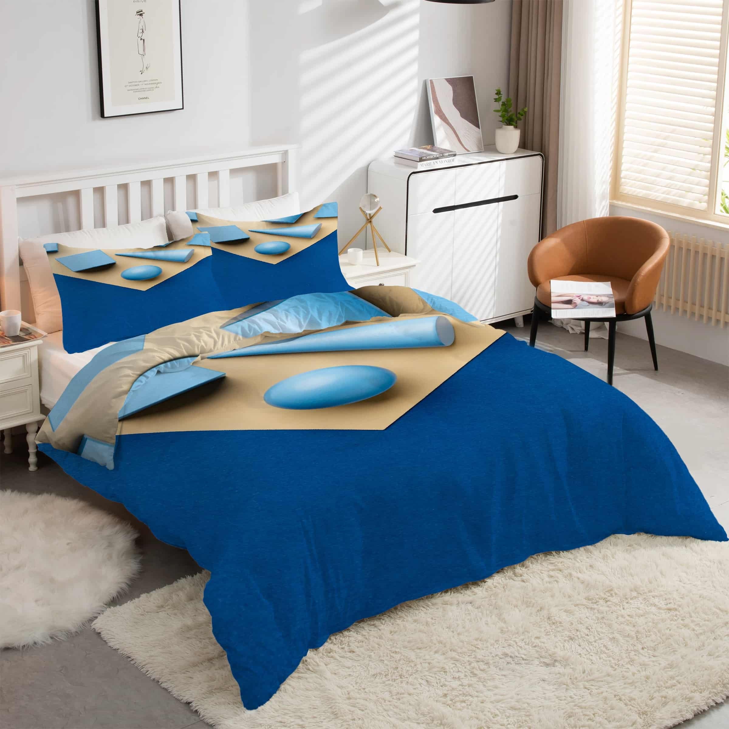 Housse de couette 200x200 graphique bleu zippée pour en finir avec les draps froissés