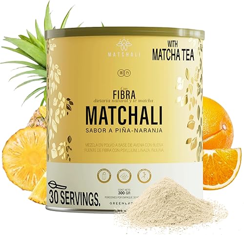 MATCHALI Fibra en polvo con sabor a naranja y piña