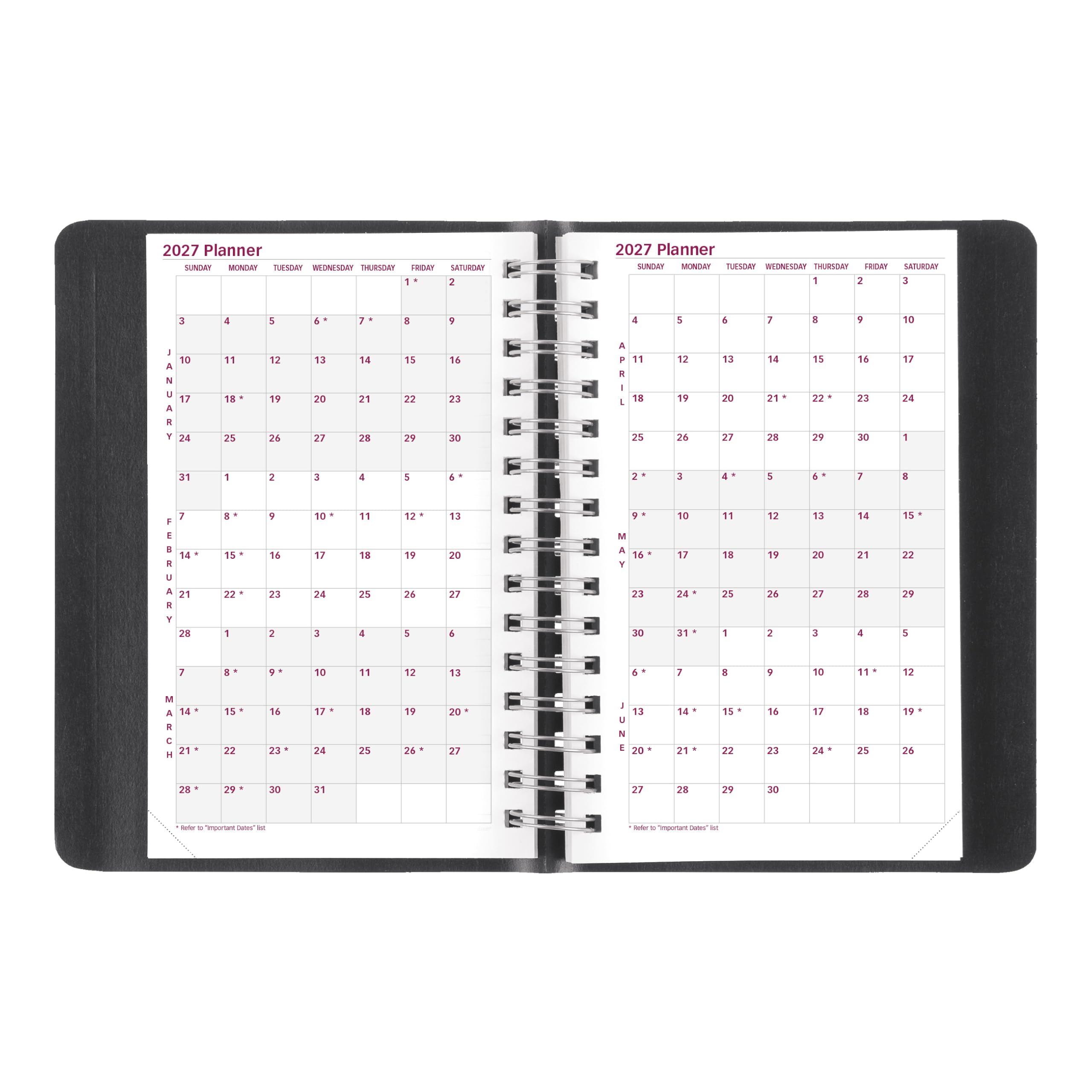 Brownline® CB800.BLK - Agenda giornaliera 2027, 12 mesi, da gennaio a dicembre, rilegatura a doppio filo, 20,3 x 12,7 cm, nero