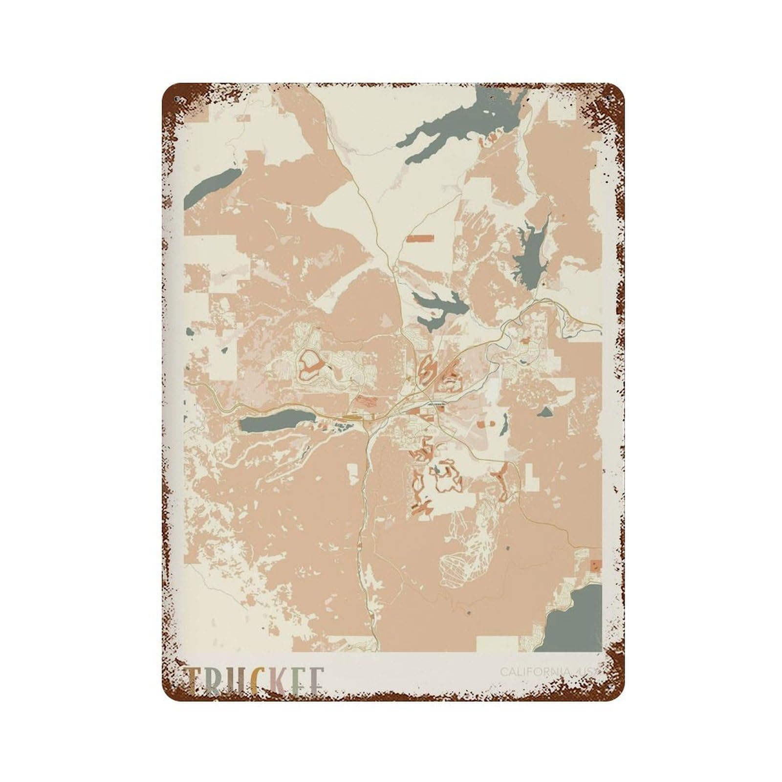 xiaoxiaoshen Truckee Map California Travel Gift Boho Wall Decor Art Metal Tin Poster Modern Home Decor Art Home Bar Shop Decorations Vintage Sign 40x30cm