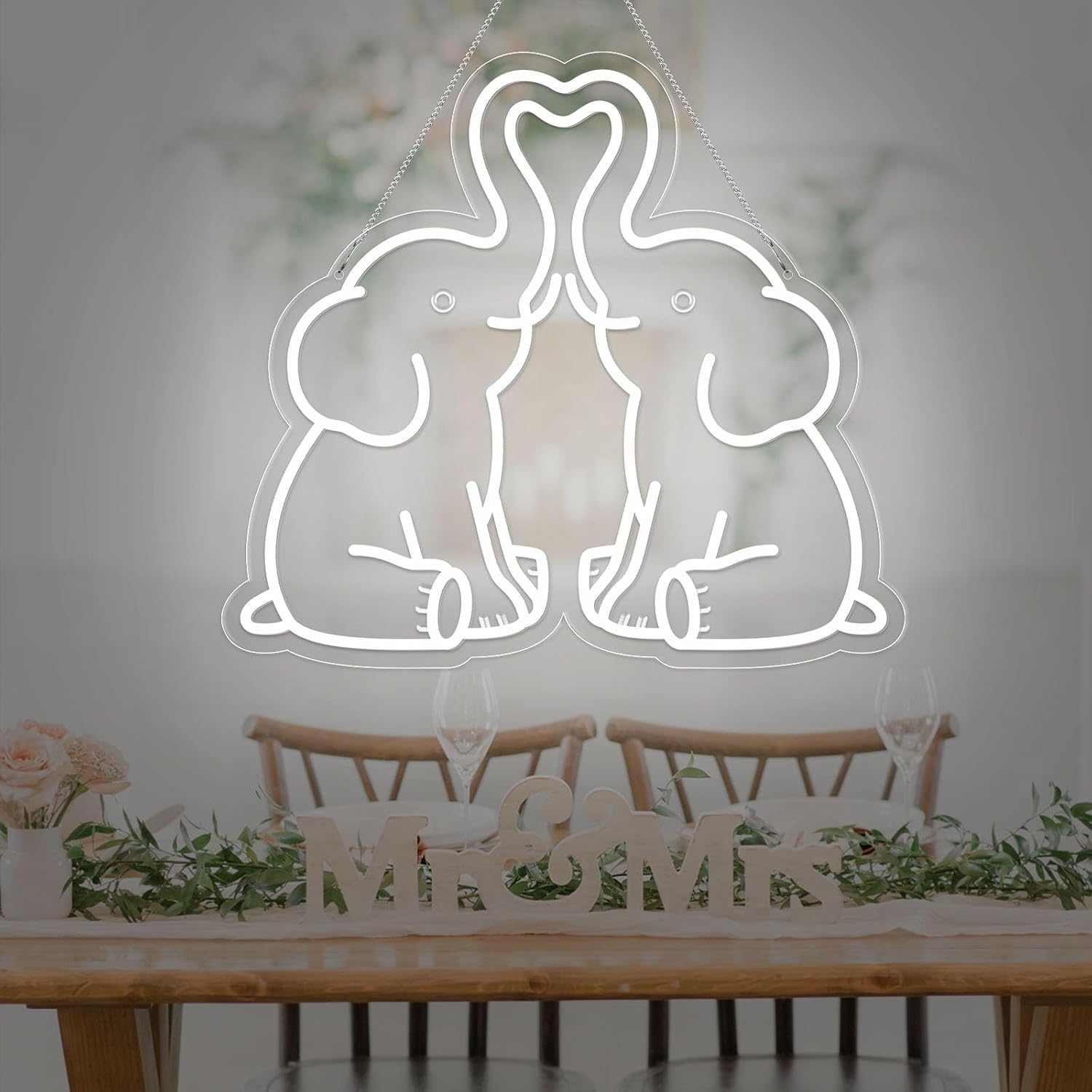 Elephant Neon Signs, Dimmable LED Sign Living Room Decor, Party, Bedroom, Wedding Decor, Birthday Gifts for Women, Christmas (Elephant)