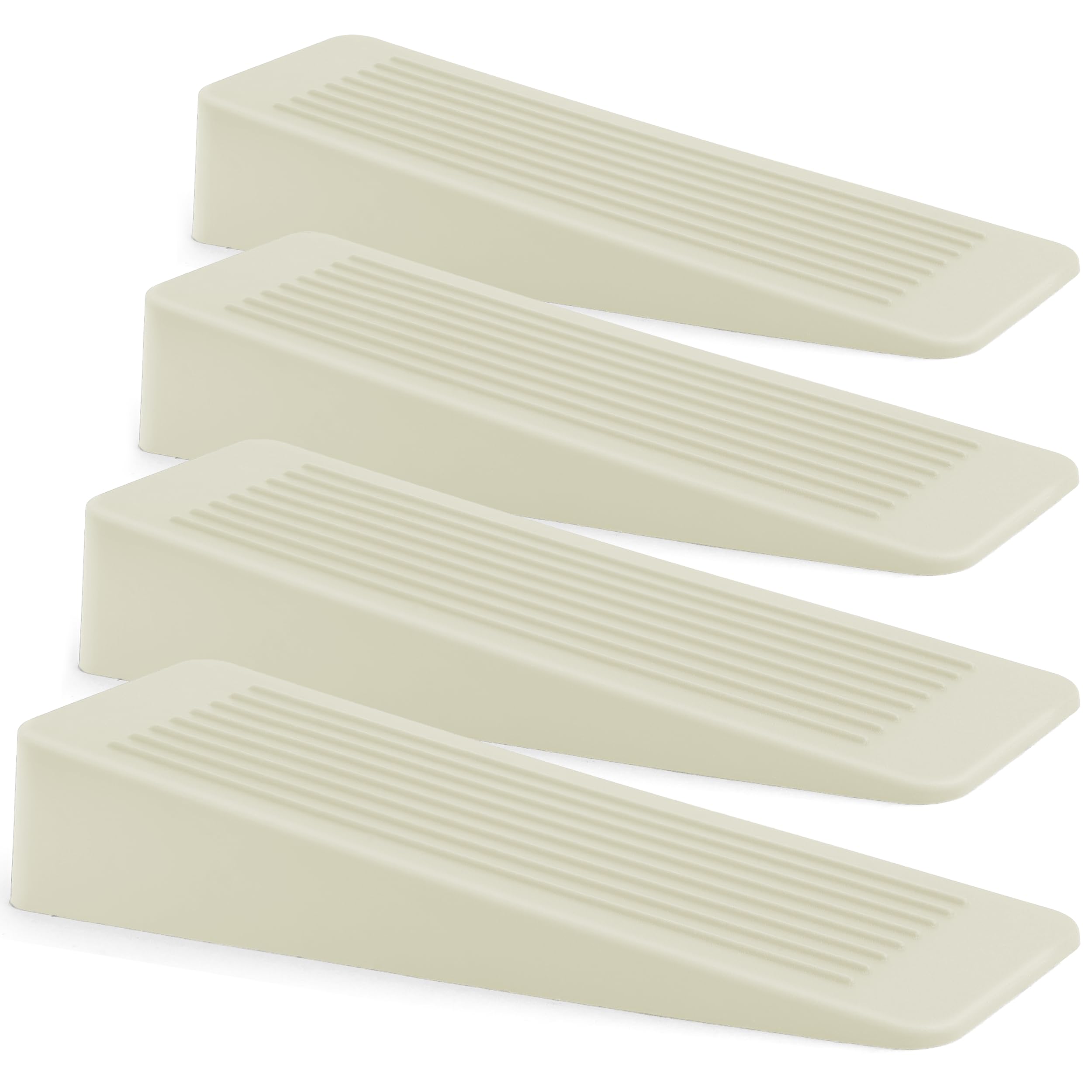Rubber Door Stop 4 Pack, Door Stoppers for Floor, Door Stops Indoors, Door Wedge, Non-Slip Rubber Door Stopper, Door Wedges Indoors, Ideal for All Floor Types, Cream