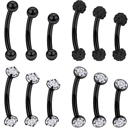 Vsnnsns 16G Rook Daith Piercing Jewelry Stainless Surgical Steel Curved Barbell 