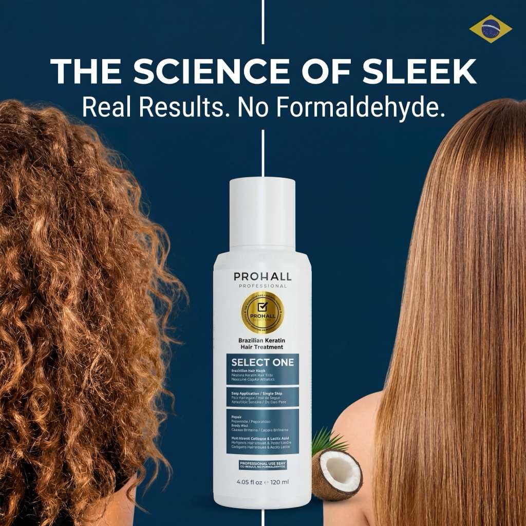 Brazilian Keratin Treatment Blowout Complex-PROHALL SELECT ONE 4.05 oz-Formaldehyde Free Keratin Hair Treatment at Home-Queratina Brasileña Keratina Para Alisar el Pelo Sin Formol