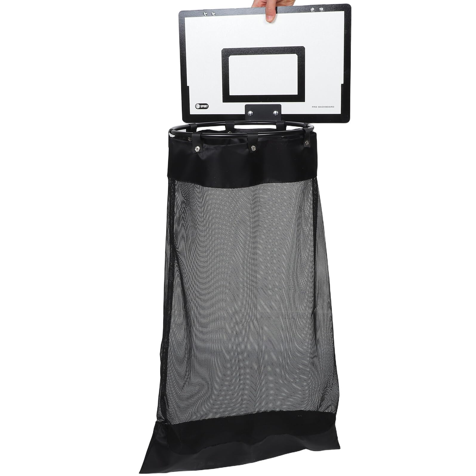 Hängender Wäschekorb im Basketballkorb Design für Tür Schwarz