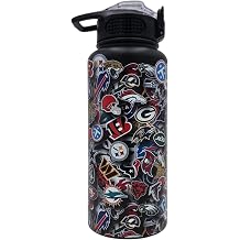 NFL ProPress Blackout All Over Team Logo Mashup 32oz Stainless Steel Water Bottle, Press Top Lid