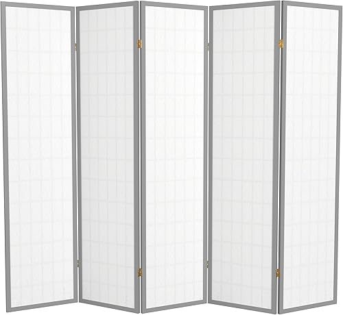 Miniatura 7 de Oriental Furniture - Panel de ventana de 6 pies de alto, edición especial, color gris, 5 paneles