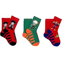My Hero Academia Kids Crew Socks 3 Pair - Fits Kids Shoe Size 9-3