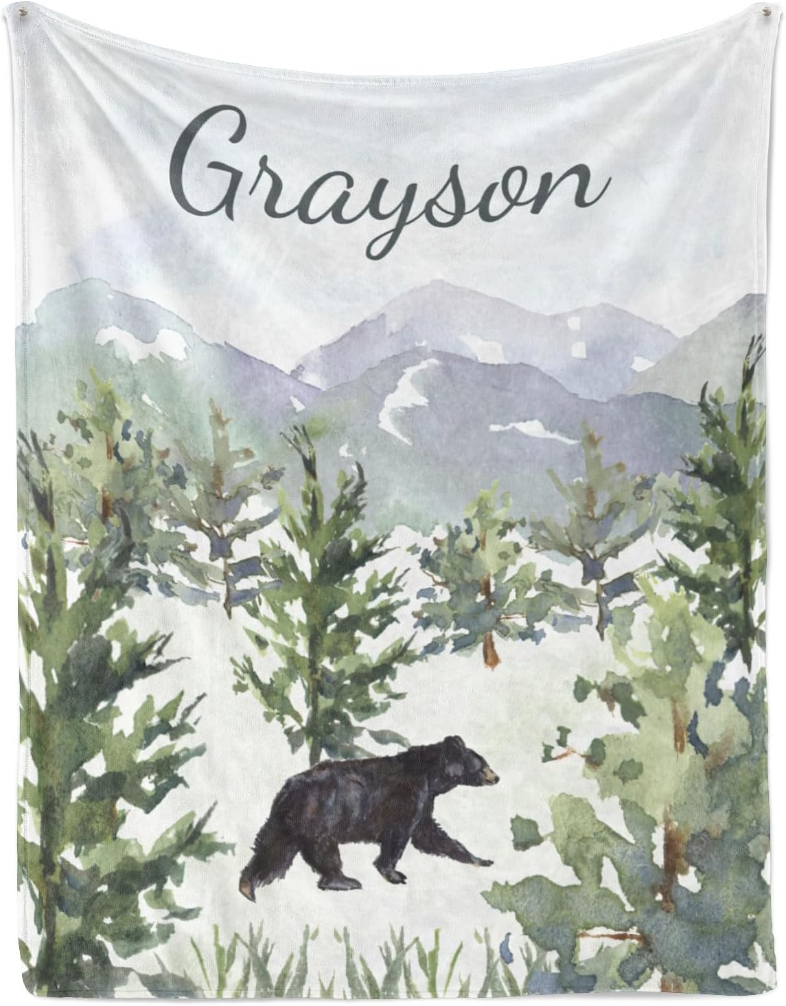 Personalized Baby Blanket for Boys Girls Custom Baby Blanket with Name Adventure Awaits Stuff Newborn Nursery Gift Soft Plush Fleece - Woodland Black Bear 60x80in
