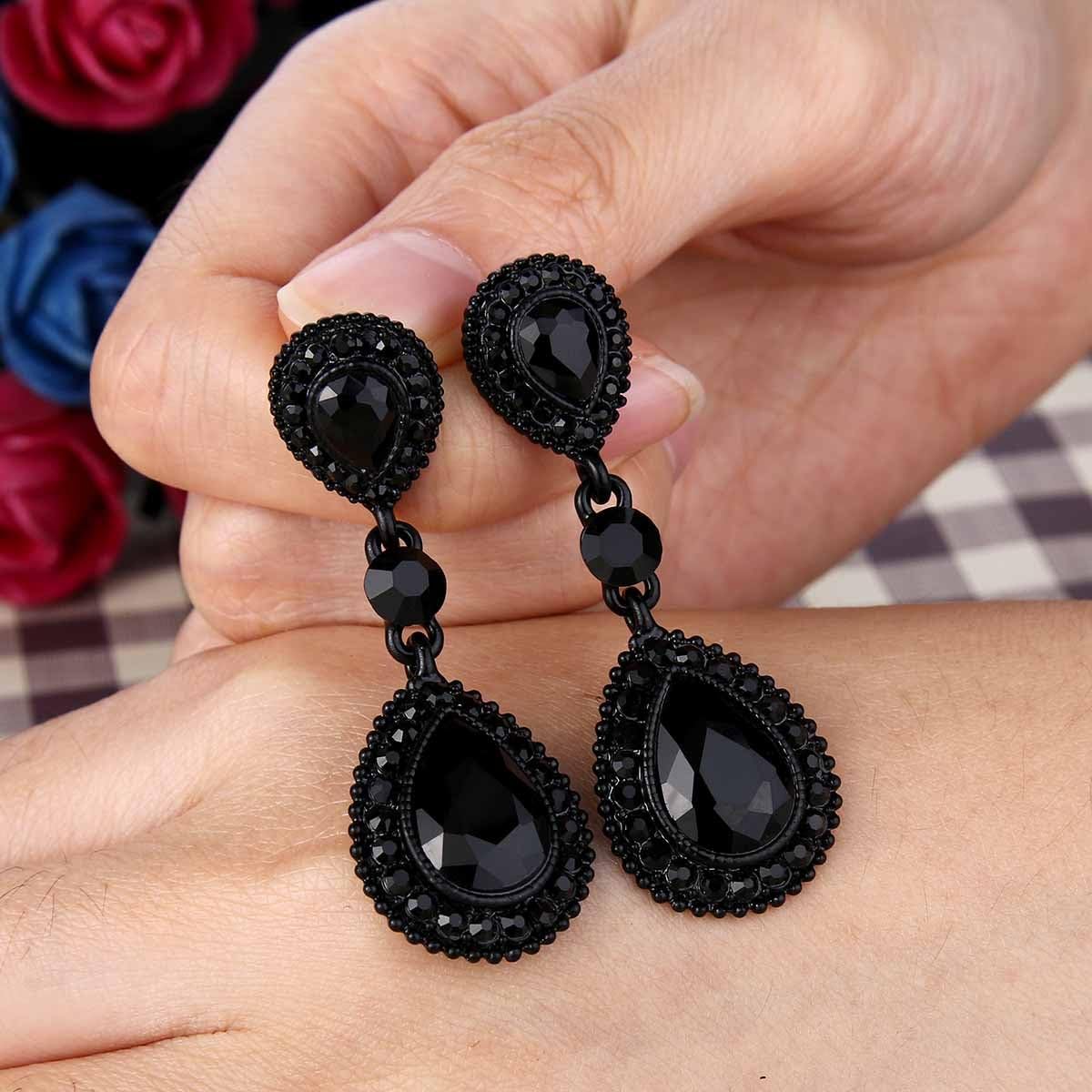 BriLove Women's Wedding Bridal Crystal Teardrop Infinity Figure 8 Dangle Earrings - Image 4