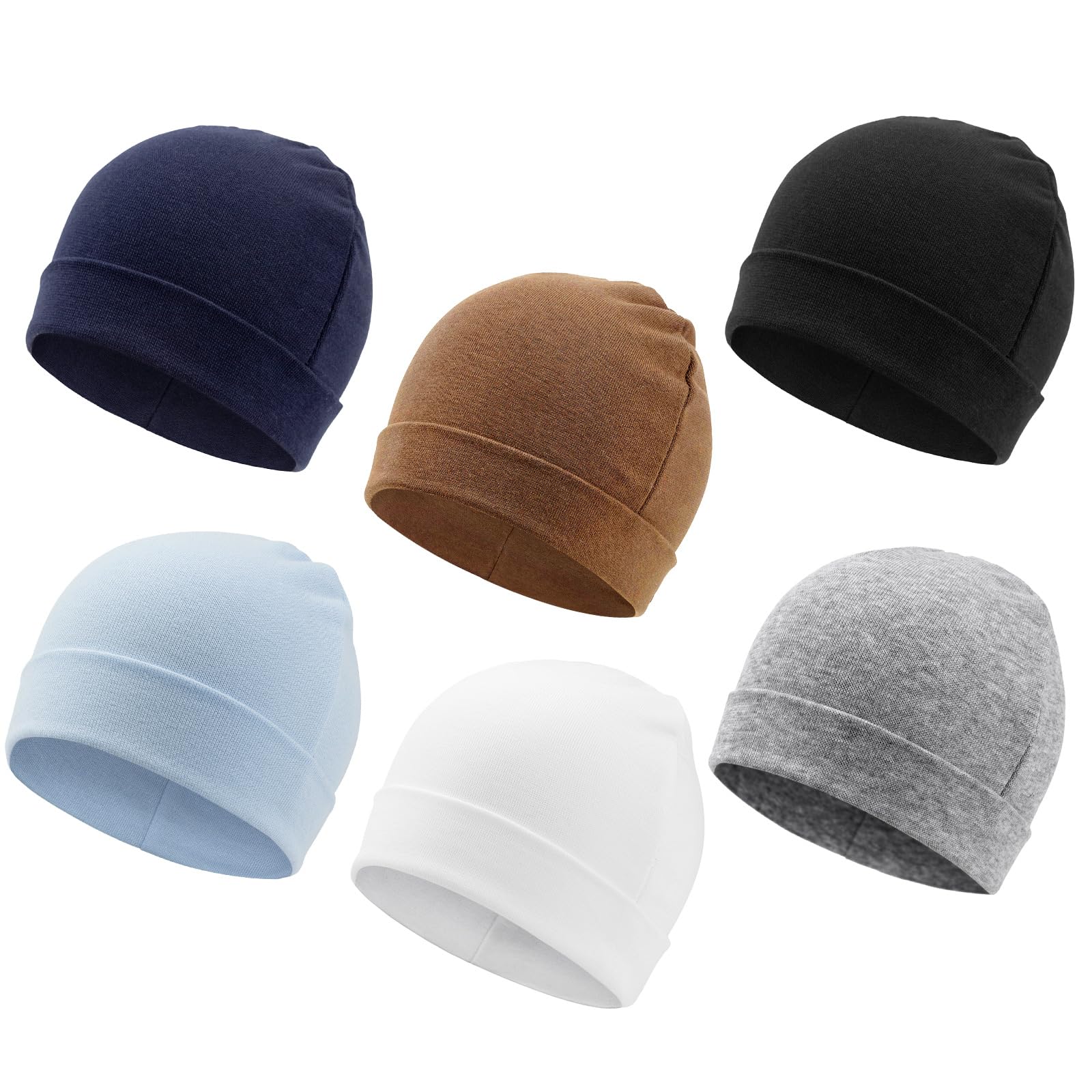 DRESHOW 6 Pieces Baby Newborn Beanie Hats for Unisex Toddler Soft Cute Knit Cap Warm Hospital Hat for Baby Boys and Girls