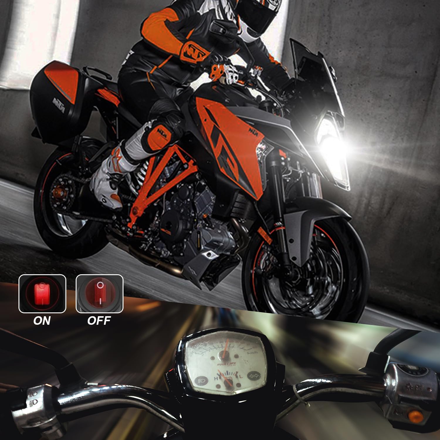 Erato Kit cablaggio luci LED per moto, 2 cavi, cablaggio in nylon, interruttore manubrio da 7/8", relè da 12V e 40A, fusibile in linea da 10A, 18 AWG per luci LED, luci ausiliarie