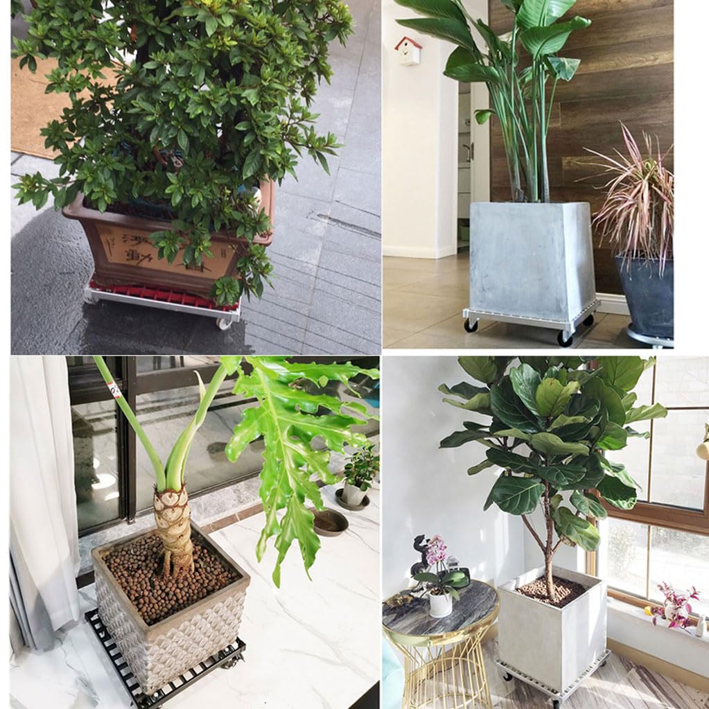 Caddy para plantas con ruedas de alta resistencia, soporte rodante para plantas con capacidad de 330 lb, carrito para macetas para interior y exterior, base cuadrada de carretilla 50cm/20in